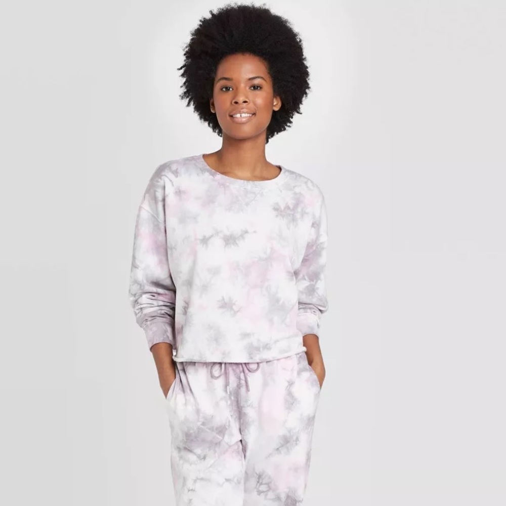 Colsie tie-dye cropped sweatshirt (sweatpants NOT included)